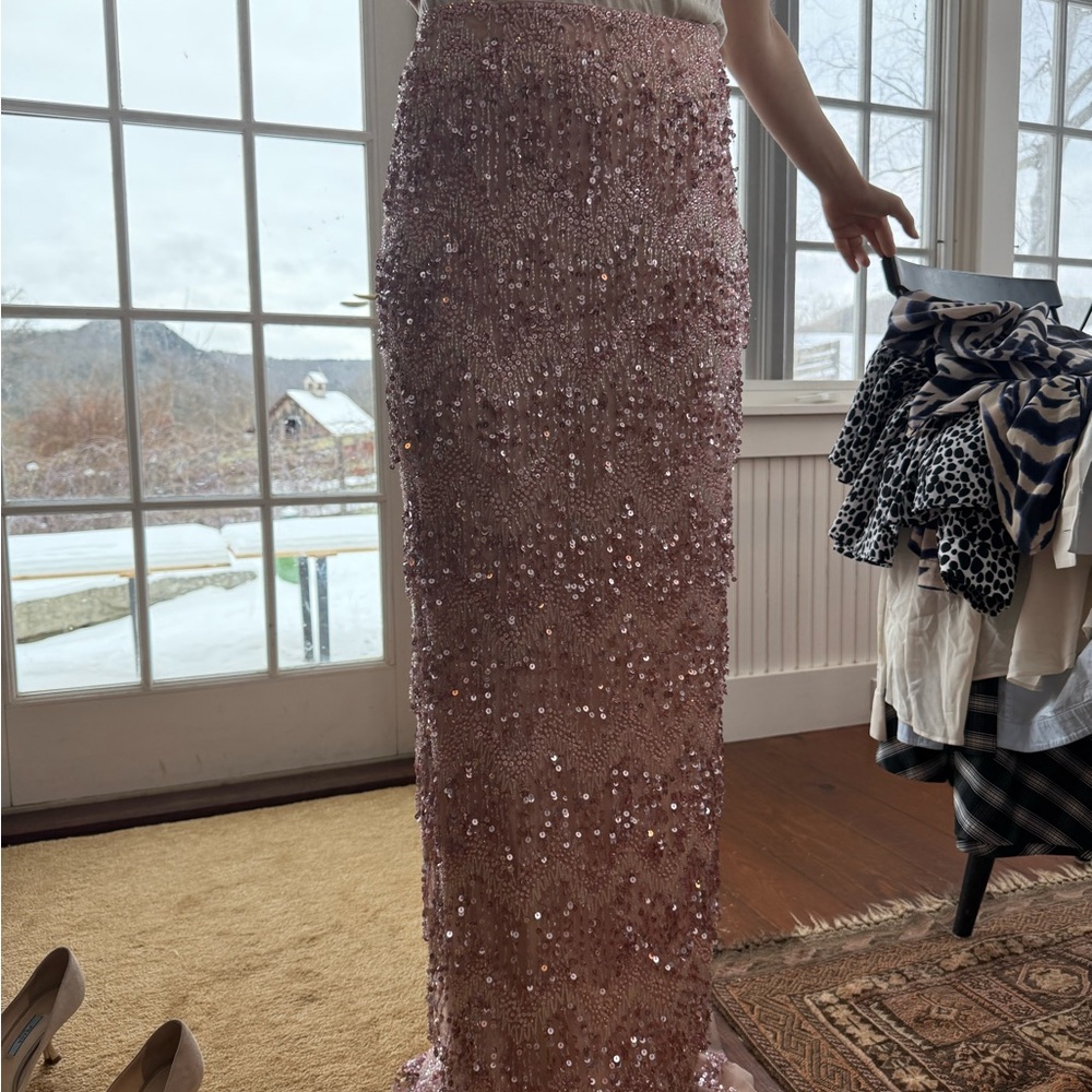 Couture naeem khan pink beaded skirt